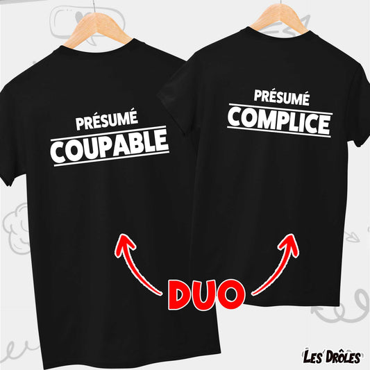 DUO "Coupable / Complice" | T-shirt Humour Adulte et Enfant