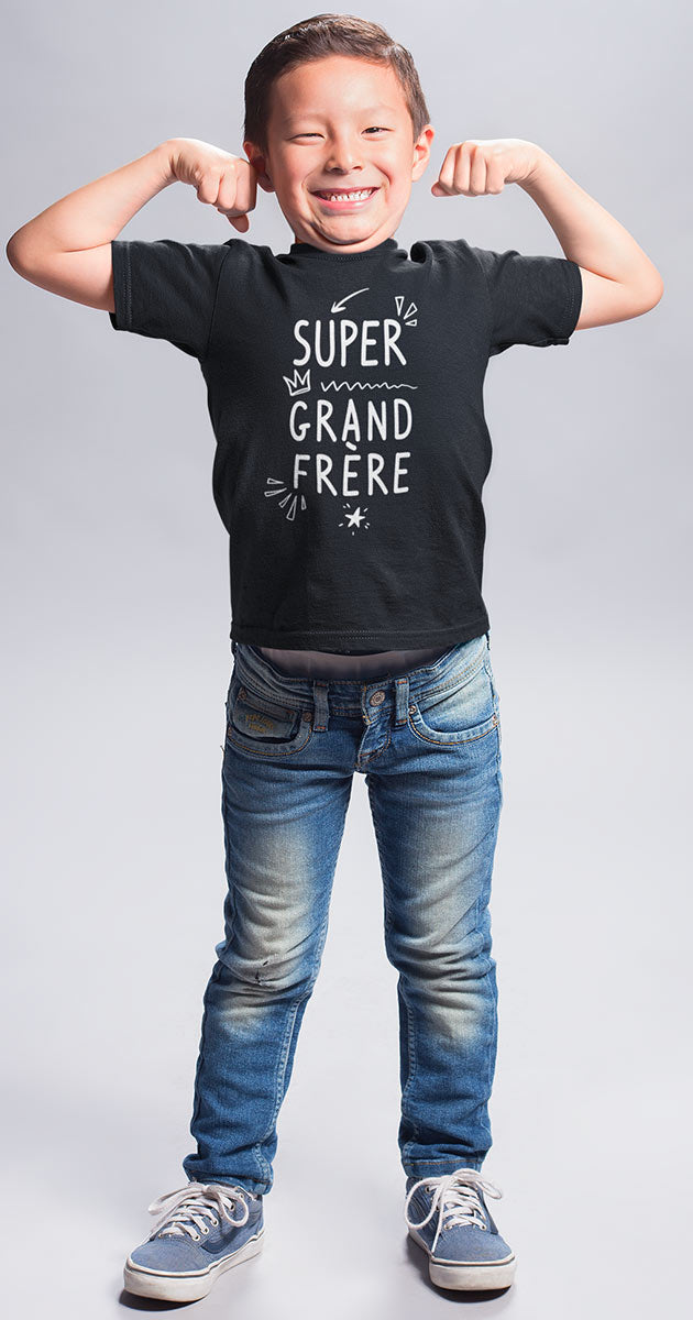 tshirt enfant garcon super grand frere les droles shop noir