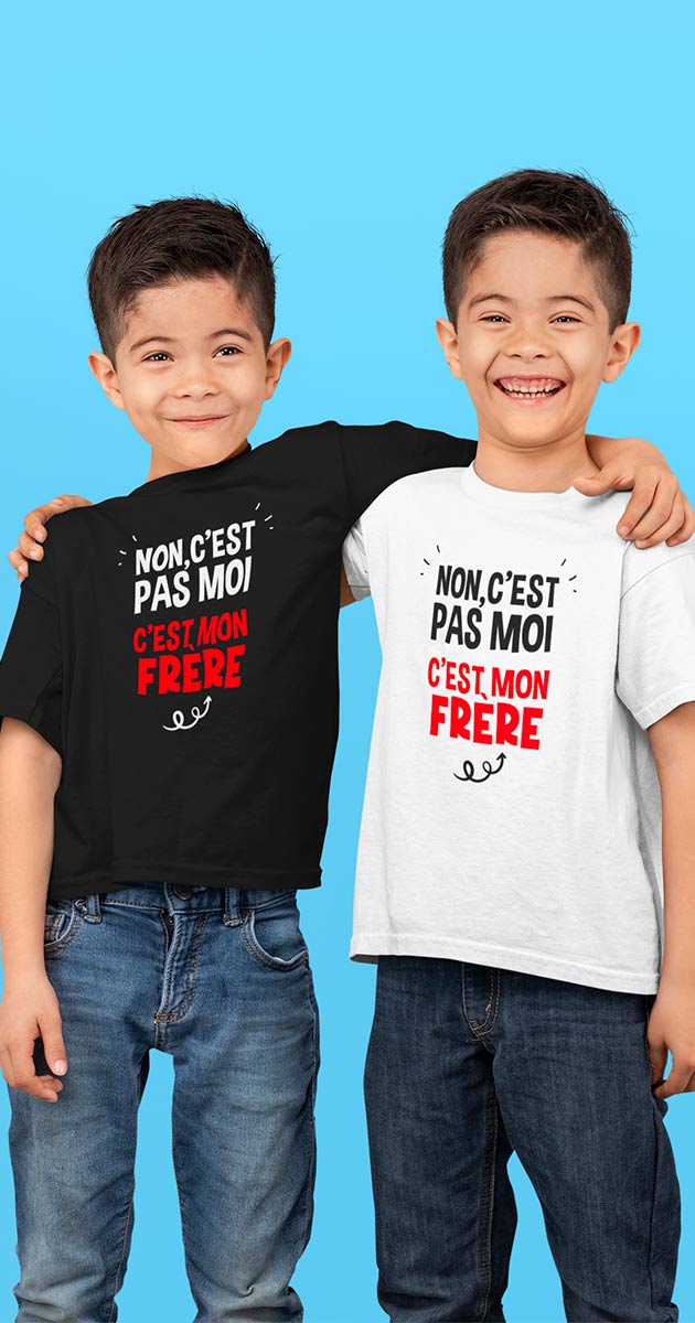 t-shirt garcon enfant duo c'est pas moi c'est ma soeur les droles shop