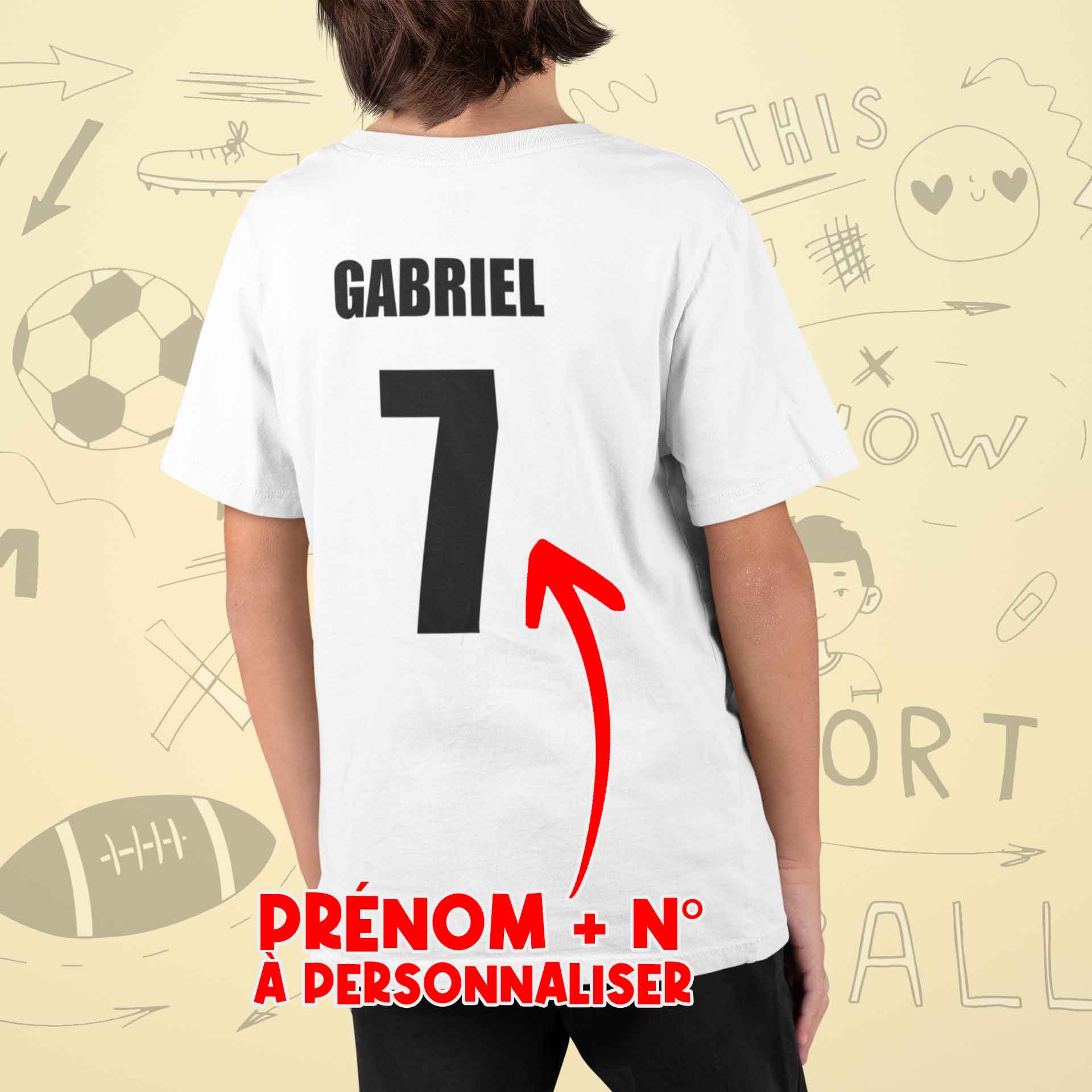 T-shirt Enfant Football Personnalisé Votre Nom, Votre Numéro