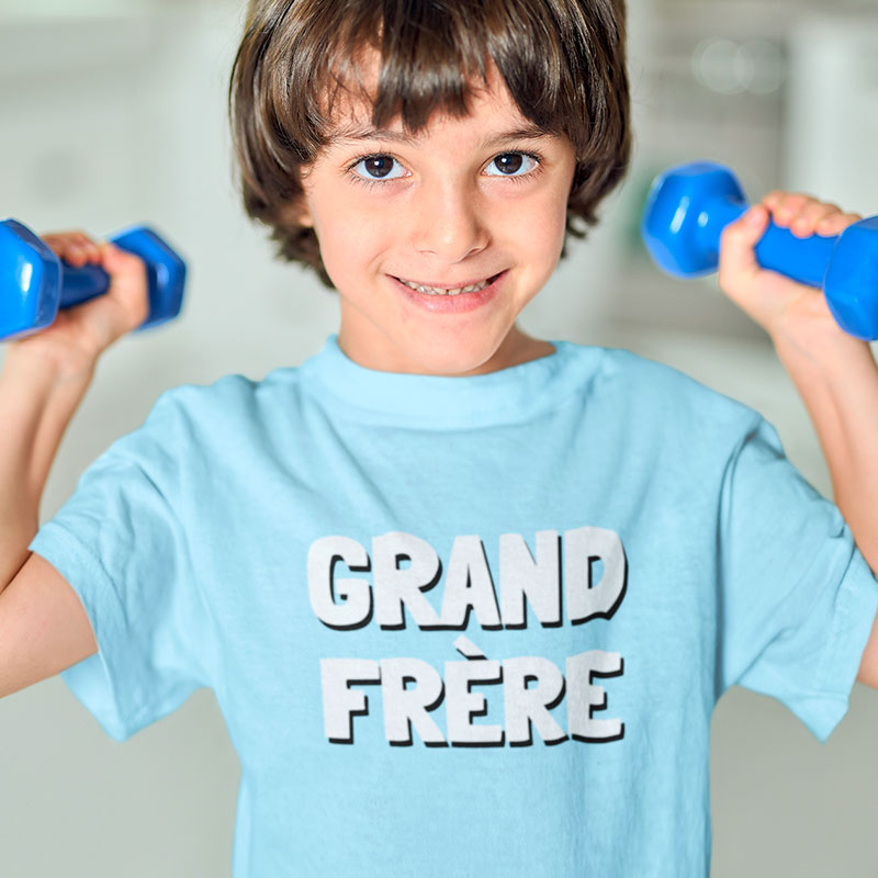 tee shirt logo grand frere bleu