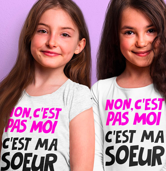 DUO de 2 Tee-shirts "C'EST MA SOEUR"+ Sac Collector  🎁