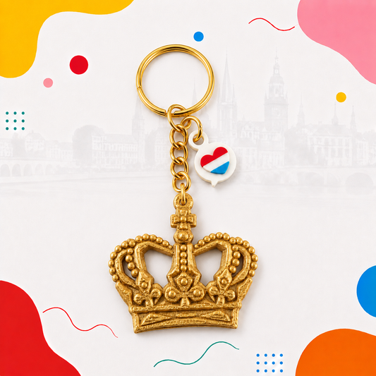 Porte-clé couronne dorée, souvenir du Luxembourg