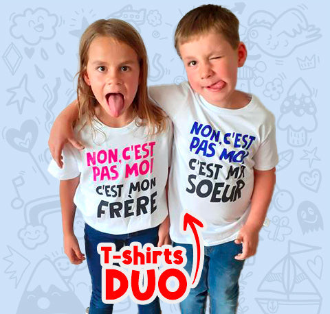 DUO de 2 Tee-shirts "C'est pas moi " + Surprise 🎁