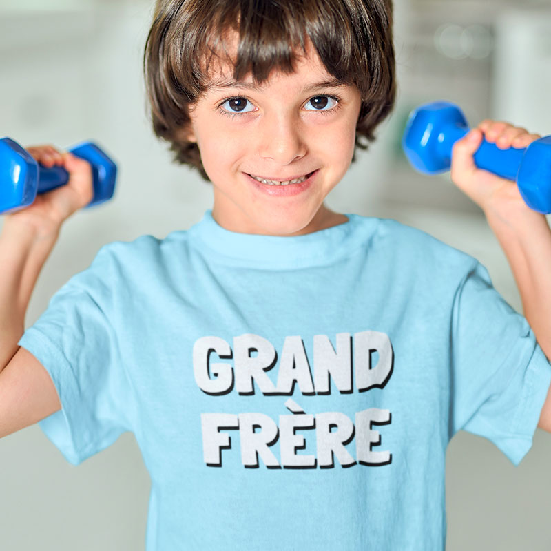 tee shirt logo grand frere bleu 