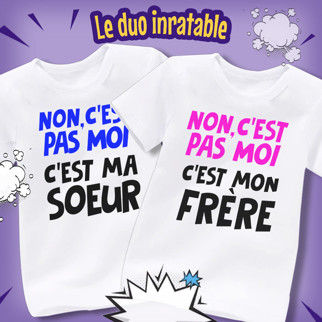 DUO de 2 Tee-shirts "C'est pas moi " + 1 Tee-shirt Mystère OFFERT 🎁